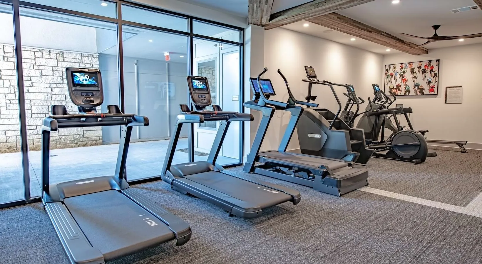 Fitness center cardio equipment
