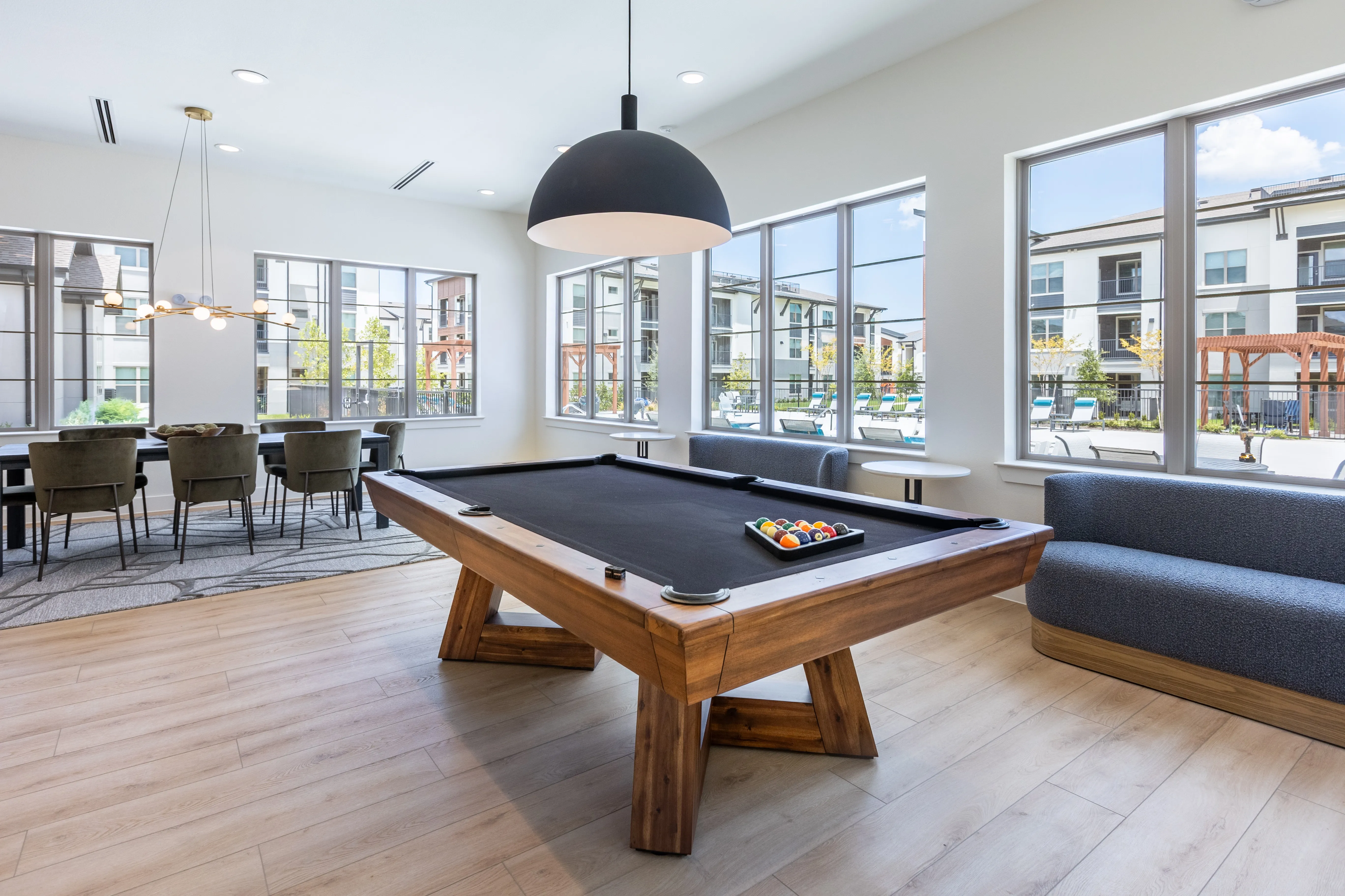 Game room with billiards