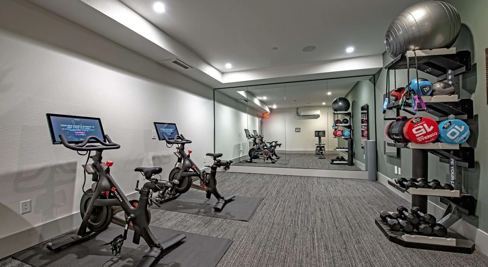 Fitness studio with spin bikes