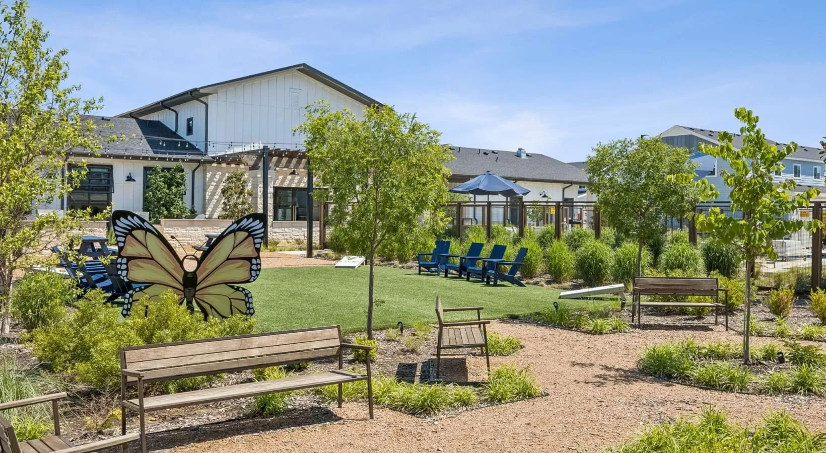 Greenhouse and lawn