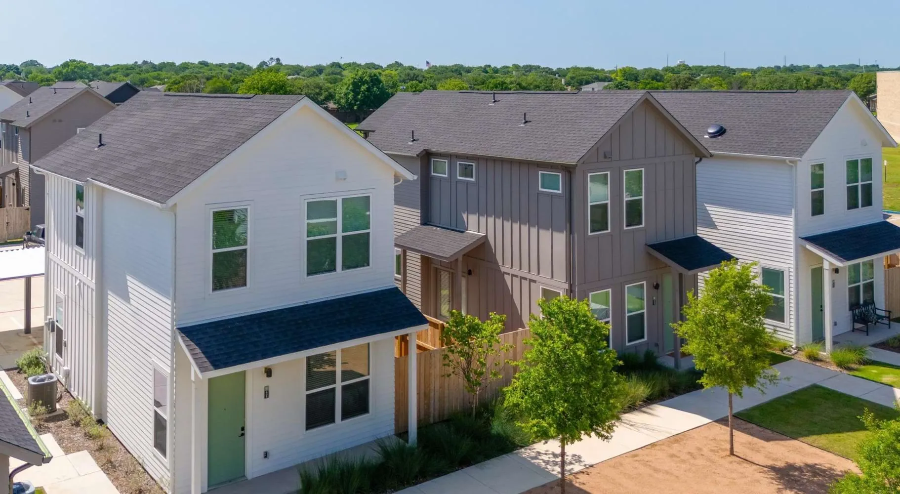 Landscaping among homes