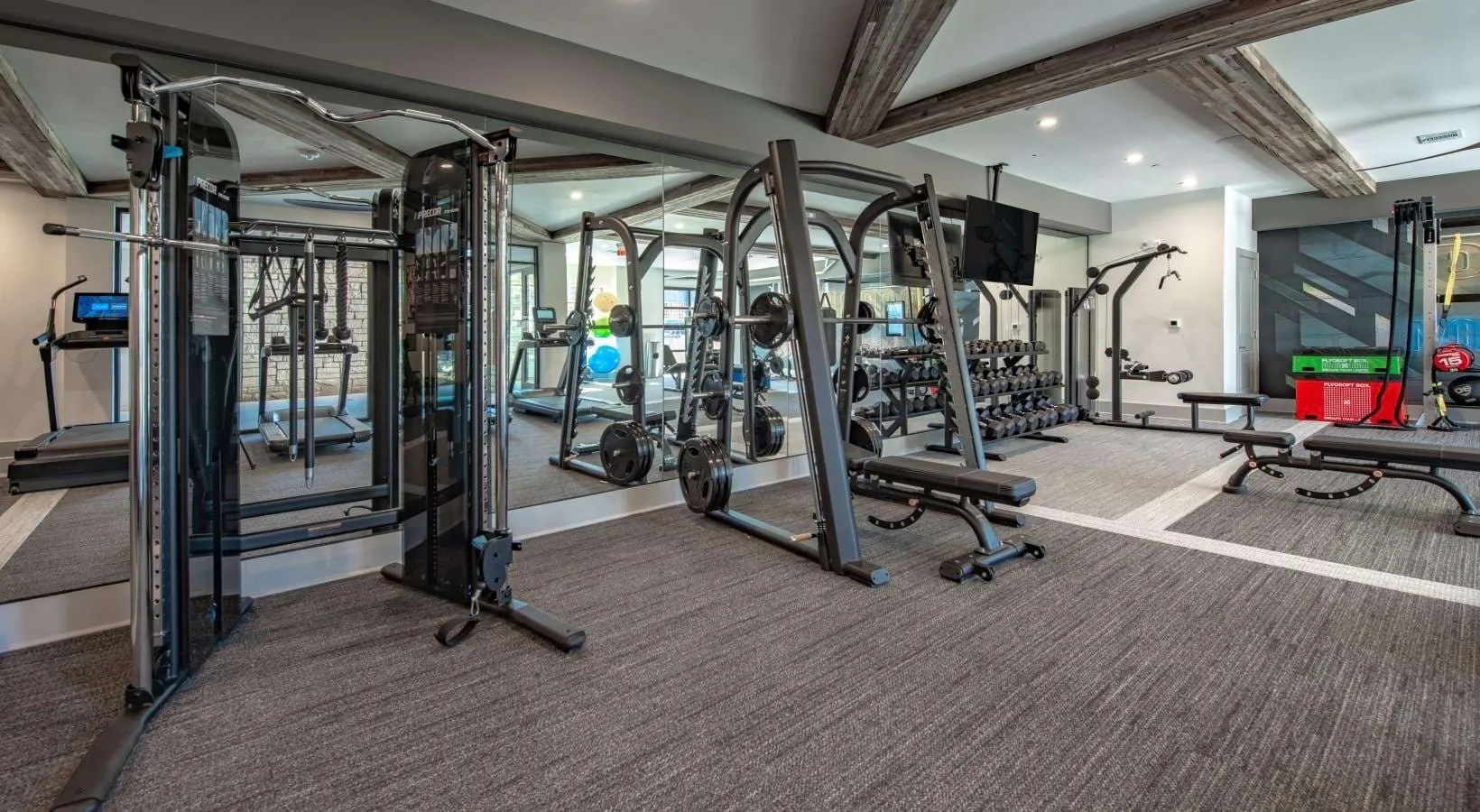 Fitness center with strength equipment