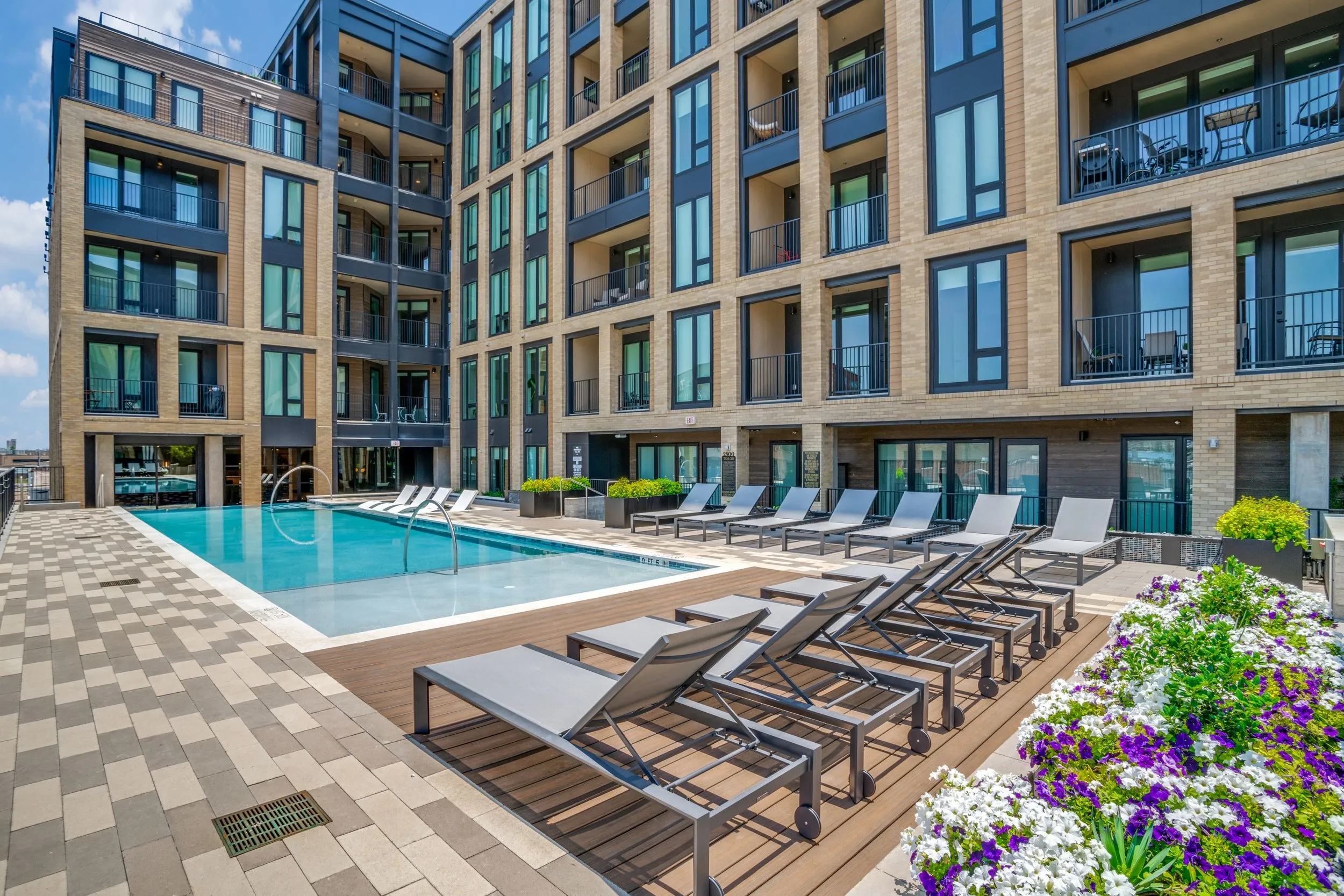 Pool deck with seating