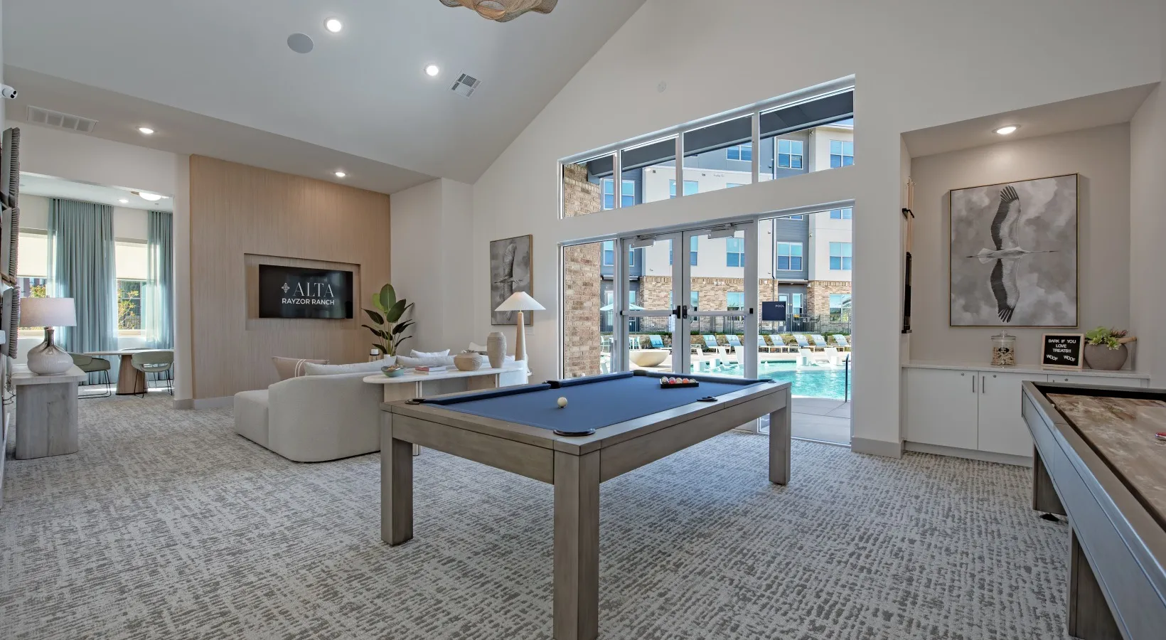 Club room with pool table
