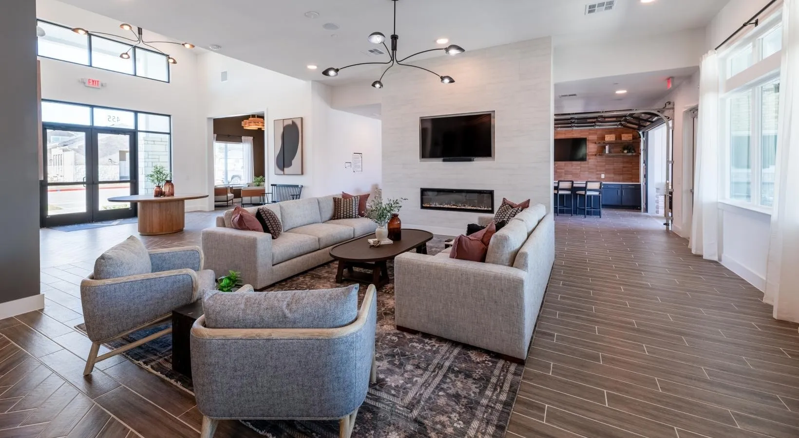 Clubhouse lounge with fireplace
