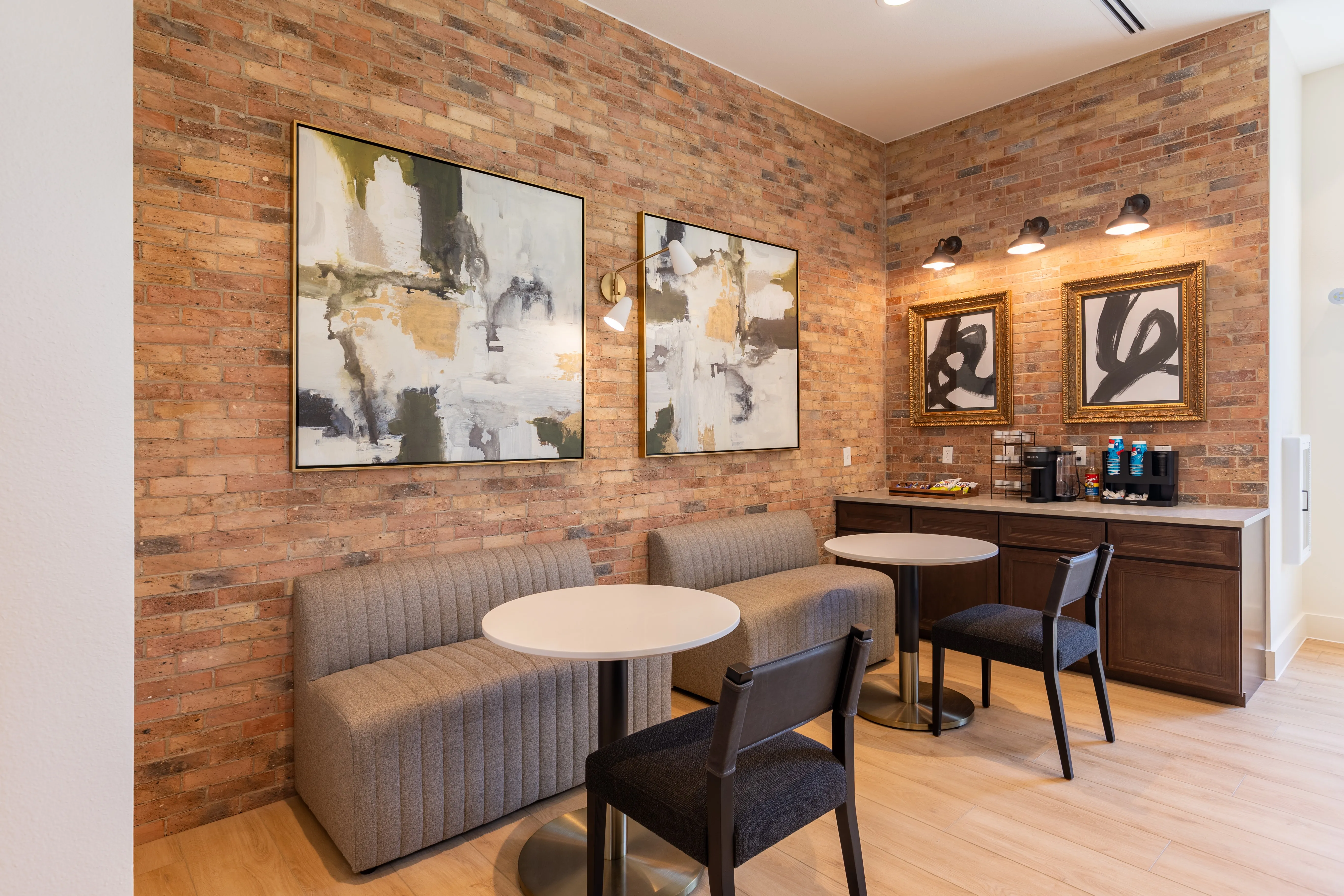 Booth seating in the resident lounge