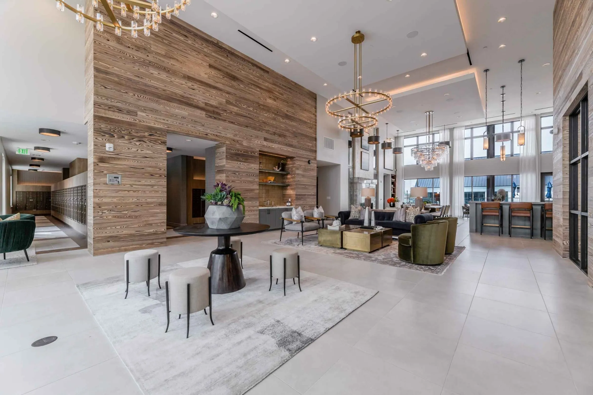 Atlas Crown - Lobby lounge area and mailroom