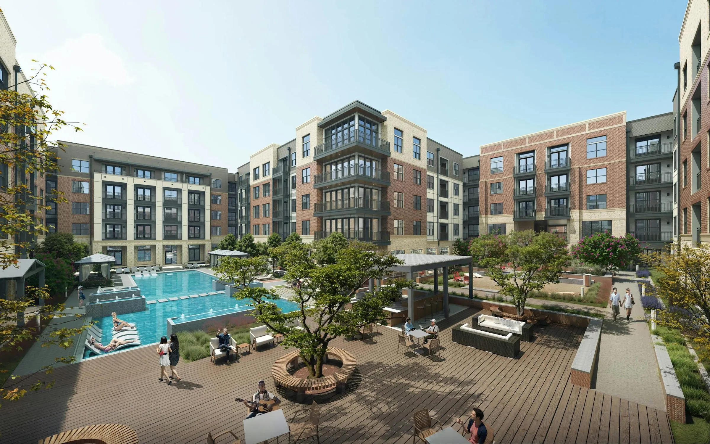 Resort-style pool courtyard