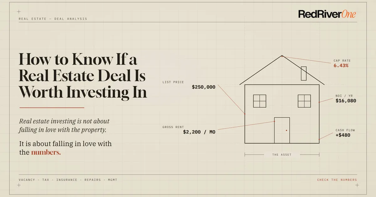 Real estate deal analysis with cash flow, cap rate, and NOI calculations