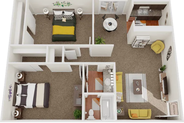 2 Bed 1 Bath - 2D – image 1